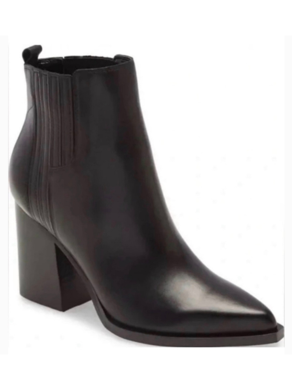 Marc Fisher Black Leather Block-Heel Ankle Booties - Picture 2 of 10